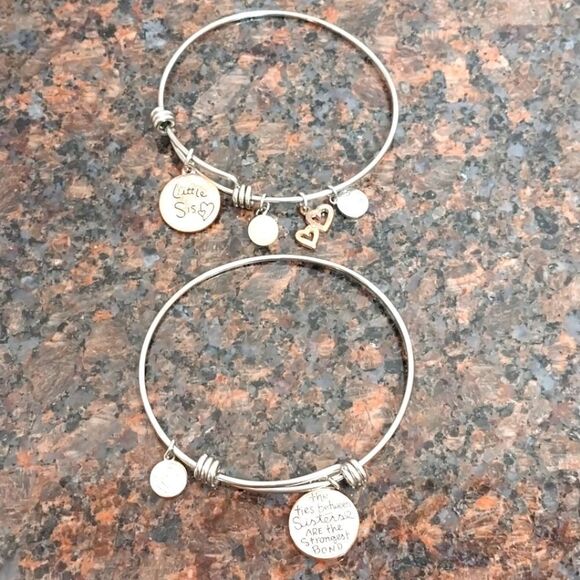 Two Vintage ALEX AND ANI "SISTERS LOVE BRACELETS" - Picture 1 of 5